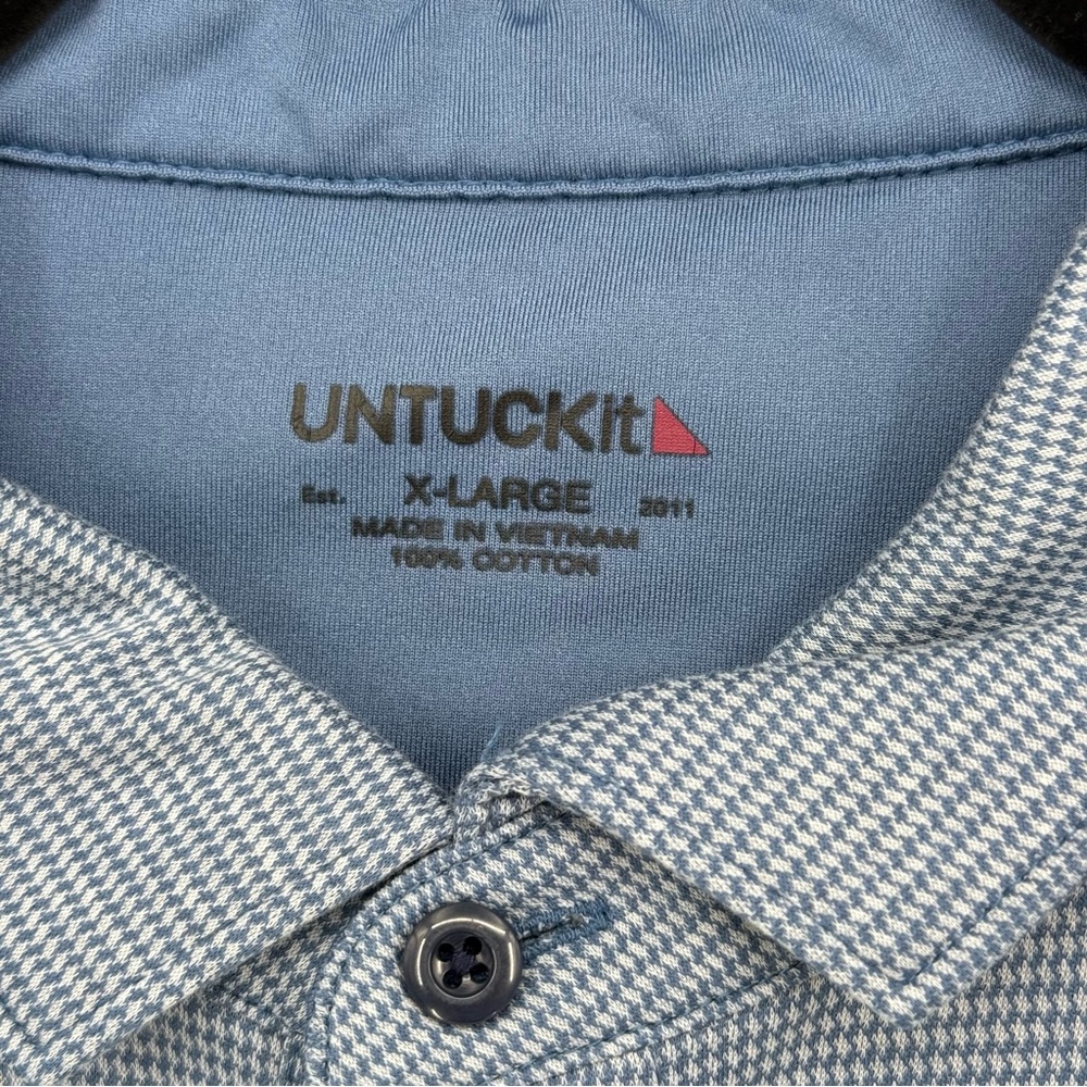 UNTUCKit Damaschino Jacquard Houndstooth Polo Shirt XL Short‎ Sleeve Office Work - Picture 5 of 14